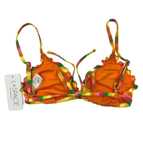 L*Space Women’s Maggie Bikini Top Neon Multicolor Striped Size Small New - Picture 4 of 8